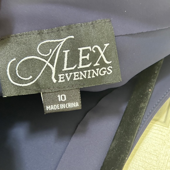 Alex Evenings Wedding Mother Bride Groom Navy Blue Women's Dress Gala Black Tie - Picture 6 of 7
